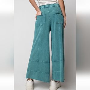 MINERAL WASHED TERRY KNIT PANTS (EVERGREEN) main image 1